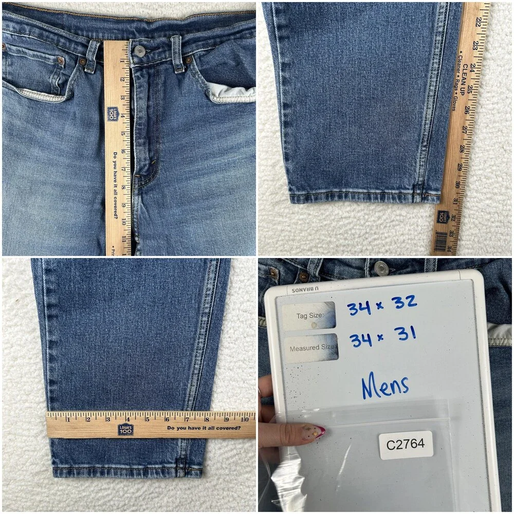 Levis 505 Jeans Mens 34x31 Med Wash Denim Regular Straight Stretch Zip Fly